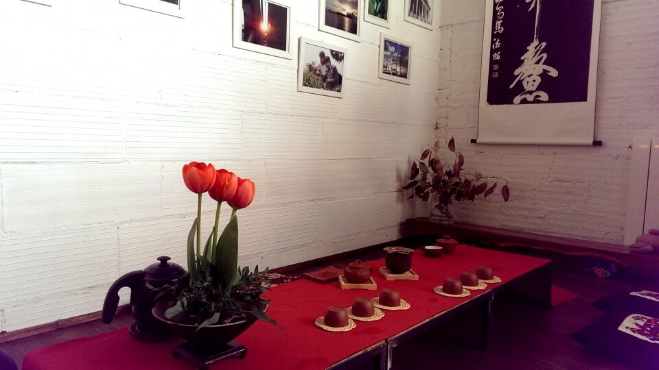 Ceremonia de te chino, mesa decorada para ceremonia