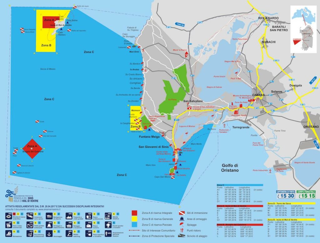 mapa penisola del sinis