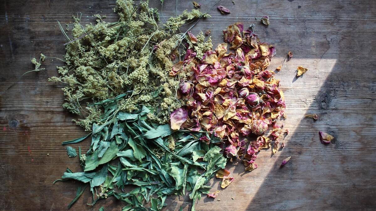 hierbas y flores para mezclas de infusiones caseras